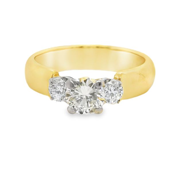 Estate 14K 2-Tone White and Yellow Gold Three Stone Engagement Ring Koerbers Fine Jewelry Inc New Albany, IN