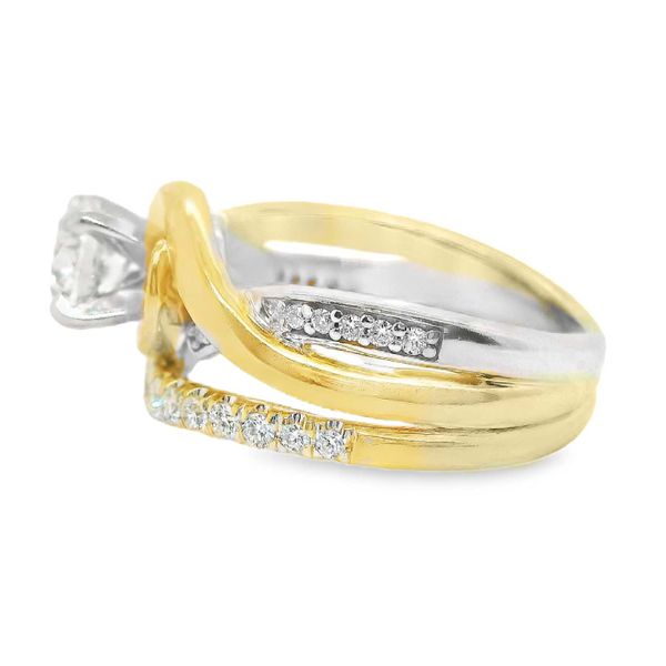 Estate 14K 2-Tone White and Yellow Gold Diamond Engagement Ring and Soldered Wedding Band Image 2 Koerbers Fine Jewelry Inc New Albany, IN