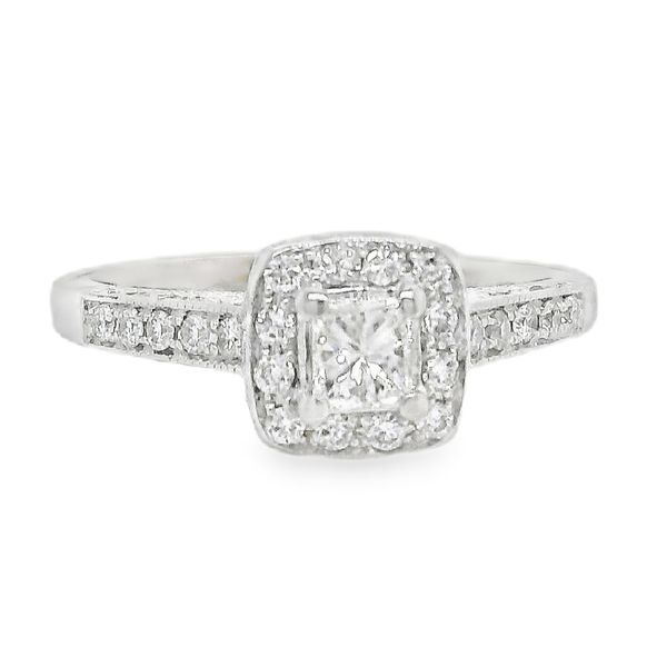Estate 14K White Gold Halo Diamond Princess Cut Engagement Ring Koerbers Fine Jewelry Inc New Albany, IN