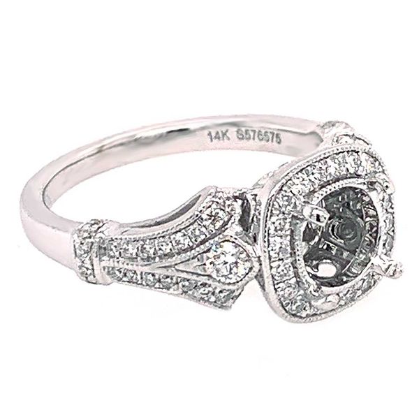 Estate 14K White Gold Vintage Halo Semi Mount Engagement Ring Image 2 Koerbers Fine Jewelry Inc New Albany, IN