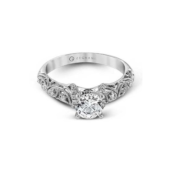 Estate 14K White Gold Zeghani Vintage Diamond Engagement Ring Image 2 Koerbers Fine Jewelry Inc New Albany, IN
