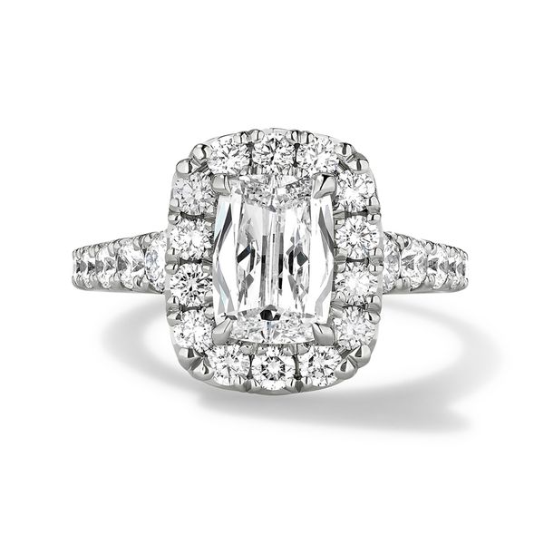 Estate 18K White Gold Large Graduated Shank Halo Engagement Ring By Henry Daussi Koerbers Fine Jewelry Inc New Albany, IN