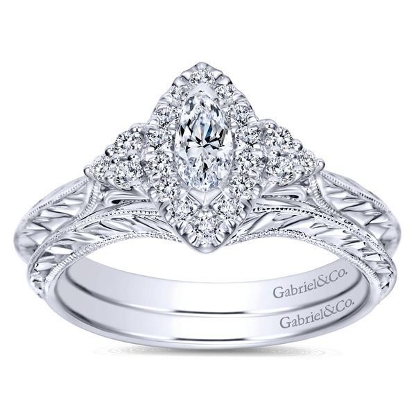Estate Platinum Vintage Marquise Diamond Engagement Ring and Band Koerbers Fine Jewelry Inc New Albany, IN