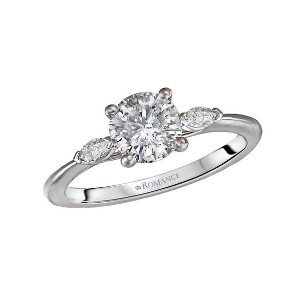 Estate 14K White Gold Classic Diamond Semi-Mount 3-Stone Engagement Ring Koerbers Fine Jewelry Inc New Albany, IN