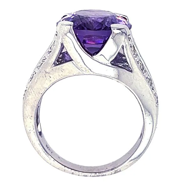 Estate 14K White Gold Natural Amethyst and Diamond Fashion Ring Image 2 Koerbers Fine Jewelry Inc New Albany, IN
