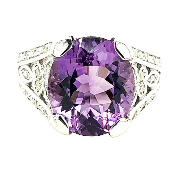 Estate 14K White Gold Natural Amethyst and Diamond Fashion Ring Koerbers Fine Jewelry Inc New Albany, IN