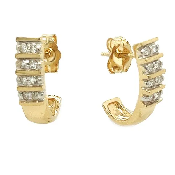 Estate 14K Yellow Gold Diamond J Hook Earrings Koerbers Fine Jewelry Inc New Albany, IN