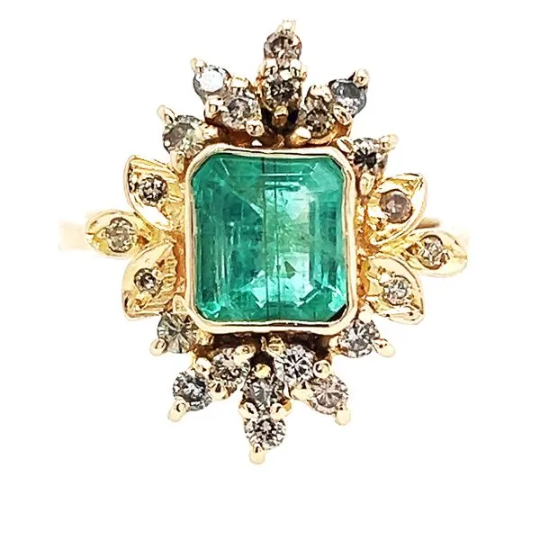 Estate 18K Yellow Gold Emerald & Diamond Fashion Ring Koerbers Fine Jewelry Inc New Albany, IN