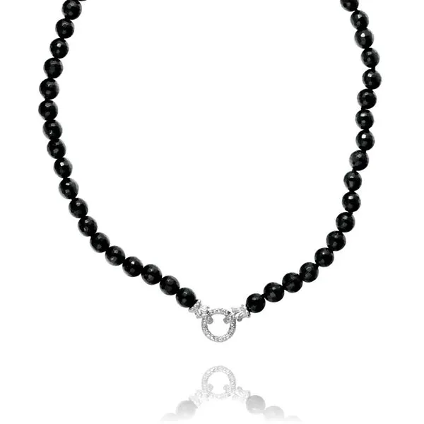 Estate Sterling Silver Black Onyx Faceted Beaded Necklace Koerbers Fine Jewelry Inc New Albany, IN