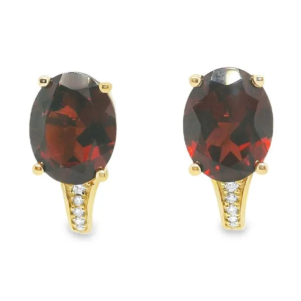 Estate 14K Yellow Gold Natural Garnet and Diamond Earrings Koerbers Fine Jewelry Inc New Albany, IN