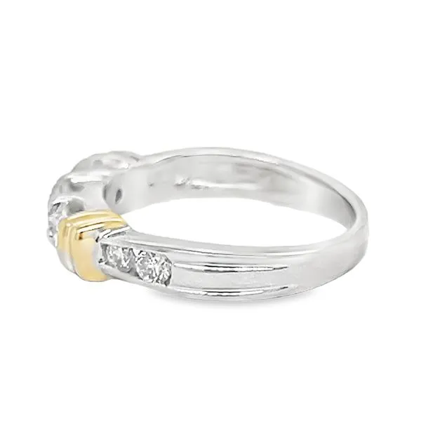 Estate Two Tone 14K White and Yellow Gold Three Stone Band Image 2 Koerbers Fine Jewelry Inc New Albany, IN