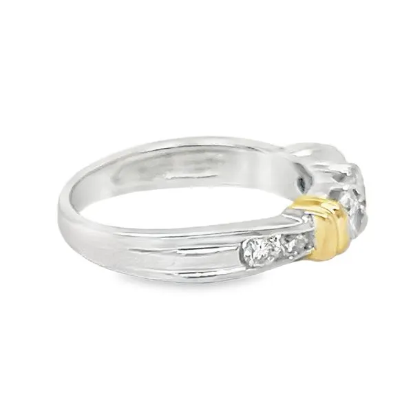 Estate Two Tone 14K White and Yellow Gold Three Stone Band Image 4 Koerbers Fine Jewelry Inc New Albany, IN