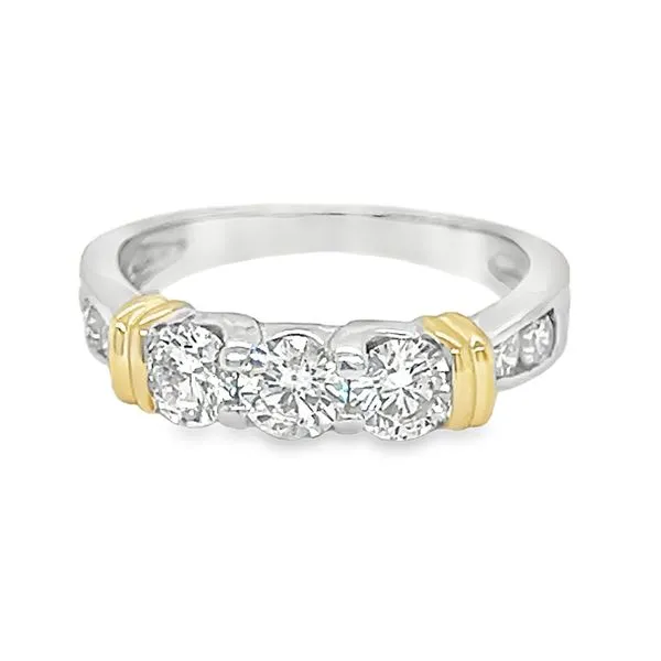 Estate Two Tone 14K White and Yellow Gold Three Stone Band Koerbers Fine Jewelry Inc New Albany, IN