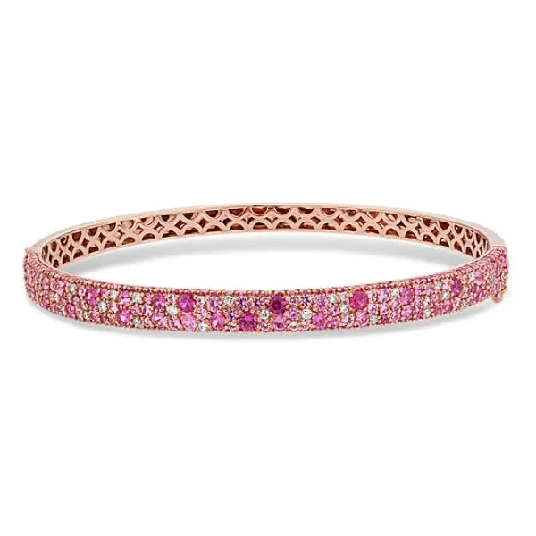 Estate 14K Rose Gold Mosaic Pink Sapphire & Diamond Bangle Bracelet Koerbers Fine Jewelry Inc New Albany, IN