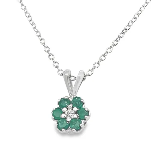 Estate14K White Gold Emerald Flower Pendant Koerbers Fine Jewelry Inc New Albany, IN