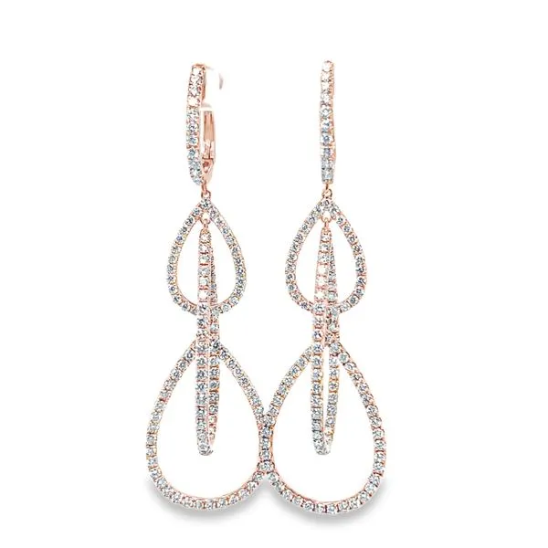 Estate 18K Rose Gold Interlocking Pear Drop Diamond Earrings Koerbers Fine Jewelry Inc New Albany, IN