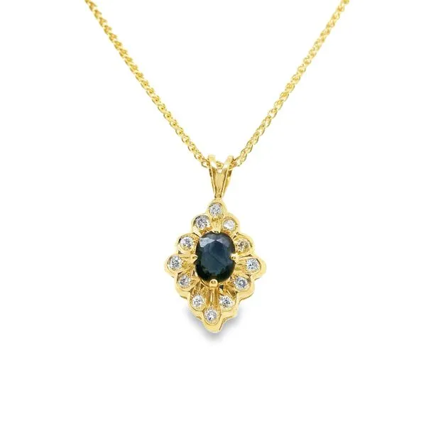 Estate 14K Yellow Gold Sapphire and Diamond Pendant Koerbers Fine Jewelry Inc New Albany, IN