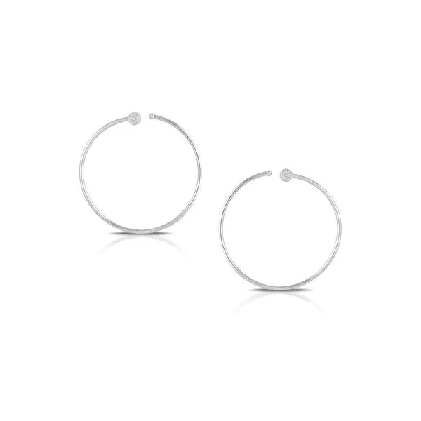 18K White Gold Large Bypass Hoop with Diamond Cluster Circle Earrings Koerbers Fine Jewelry Inc New Albany, IN