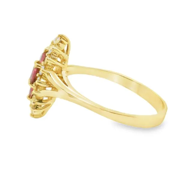 Estate 14K Yellow Gold Ruby and Diamond Marquise Shaped Cocktail Ring Image 2 Koerbers Fine Jewelry Inc New Albany, IN