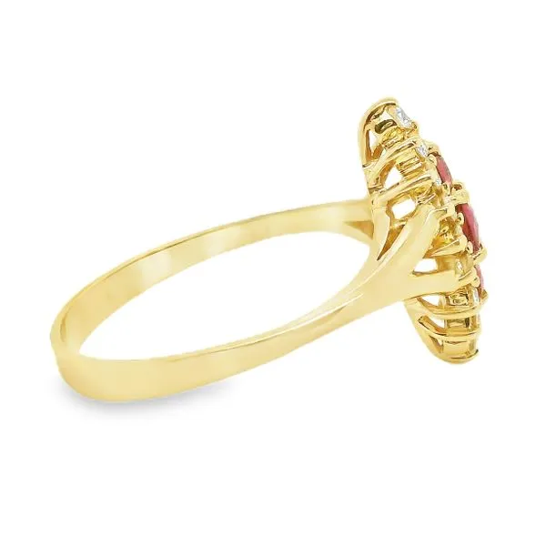 Estate 14K Yellow Gold Ruby and Diamond Marquise Shaped Cocktail Ring Image 4 Koerbers Fine Jewelry Inc New Albany, IN