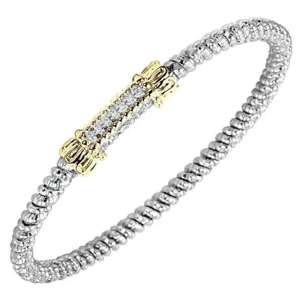 Estate Sterling Silver & 14K Yellow Gold Closed Cuff Diamond Bracelet Koerbers Fine Jewelry Inc New Albany, IN