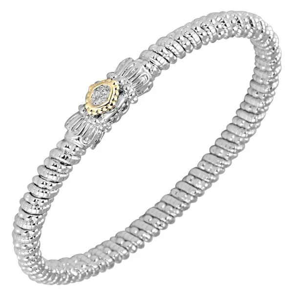 Estate Two-Tone 14K Yellow Gold and Sterling Silver Closed Cuff Style Bracelet Koerbers Fine Jewelry Inc New Albany, IN