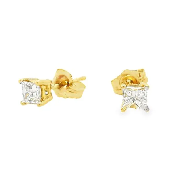 Estate 14K Yellow Gold 4 Prong Princess Stud Earrings Koerbers Fine Jewelry Inc New Albany, IN