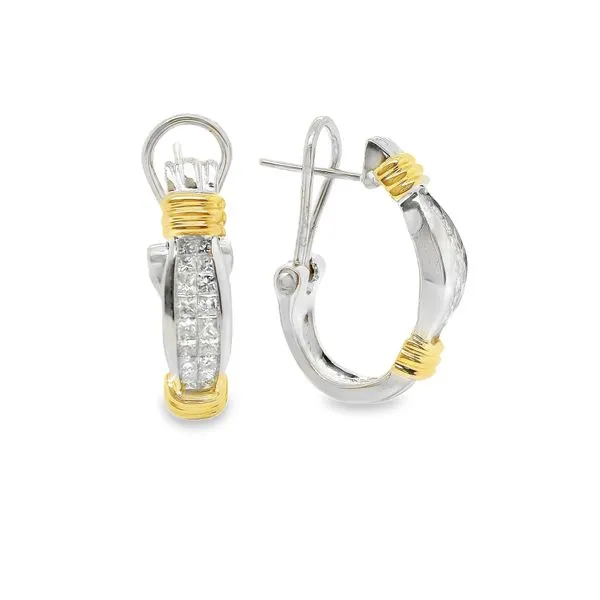 Estate 14K White and Yellow Gold Diamond Hoop Earrings Koerbers Fine Jewelry Inc New Albany, IN