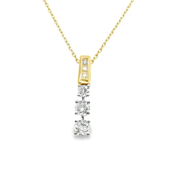 Estate 14K Yellow Gold Diamond Three Stone Journey Necklace Koerbers Fine Jewelry Inc New Albany, IN