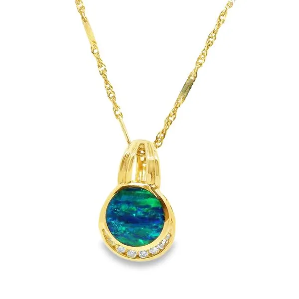 Estate 14K Yellow Gold Opal and Diamond Pendant Koerbers Fine Jewelry Inc New Albany, IN