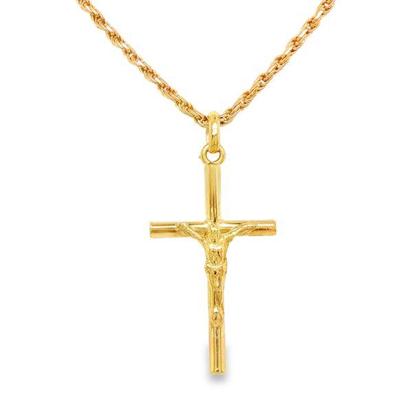 Estate Gent's 14K Yellow Gold Crucifix and Solid Rope Chain Koerbers Fine Jewelry Inc New Albany, IN