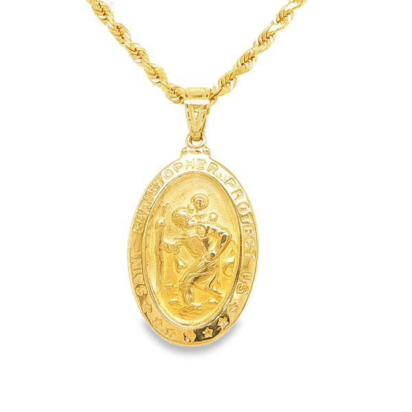 Estate 14K Yellow Gold Gents St. Christopher Pendant and Rope Chain Koerbers Fine Jewelry Inc New Albany, IN