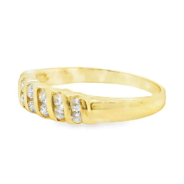 Estate 14K Yellow Gold 2 Diamond Row Band Image 2 Koerbers Fine Jewelry Inc New Albany, IN