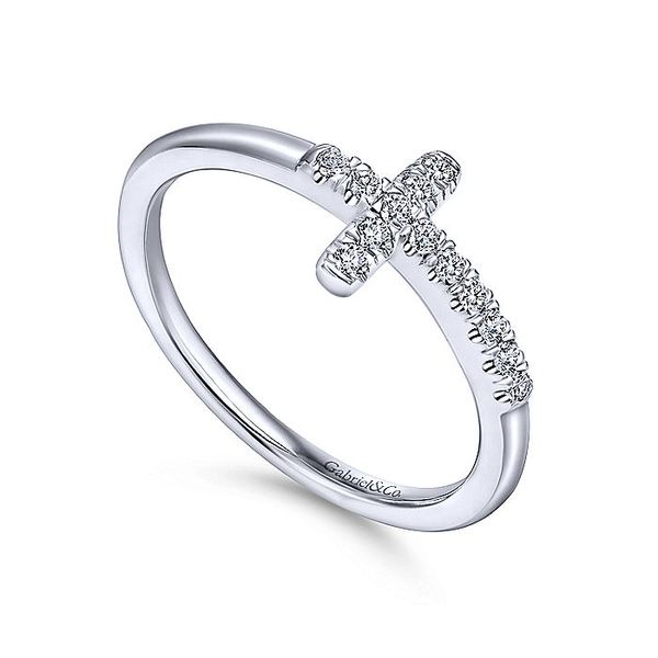 Estate 14K White Gold Sideways Diamond Cross Ring Image 3 Koerbers Fine Jewelry Inc New Albany, IN