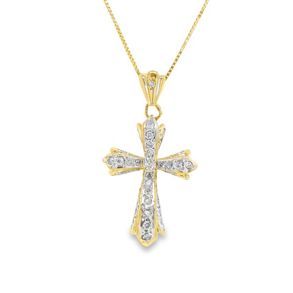Estate 14K 2-Tone White and Yellow Gold Diamond Antique Cross Koerbers Fine Jewelry Inc New Albany, IN