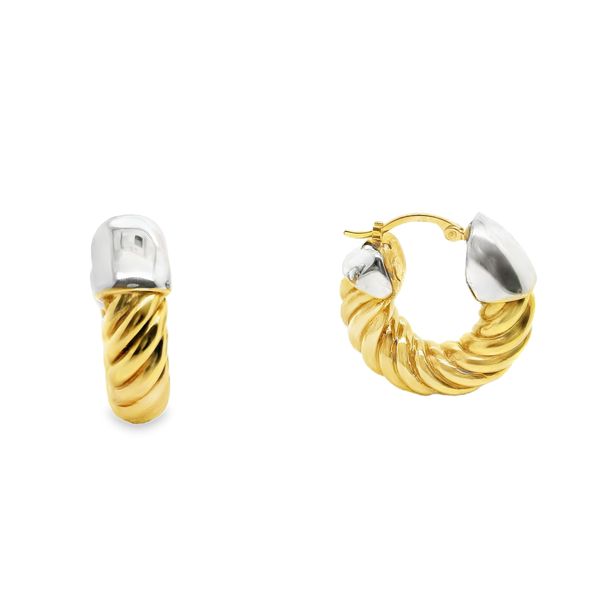 Estate 14K Two Toned Yellow and White Gold Twist Chubby Hoops Koerbers Fine Jewelry Inc New Albany, IN