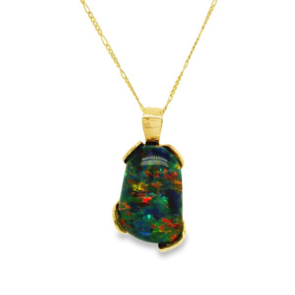 Estate 14K Yellow Gold Black Opal Pendant and Chain Koerbers Fine Jewelry Inc New Albany, IN