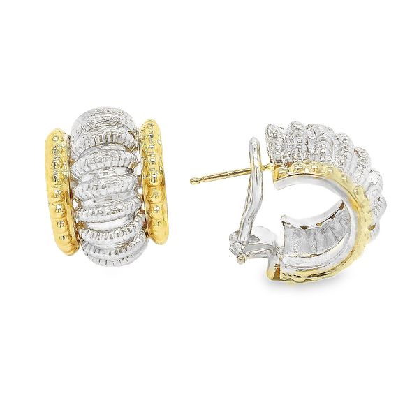 Estate 2-Tone Sterling Silver & 14K Yellow Gold Vahan French Clip Earrings Koerbers Fine Jewelry Inc New Albany, IN