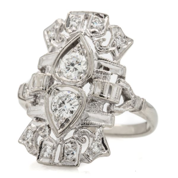 Estate 14K White Gold Deco Diamond Fashion Ring Koerbers Fine Jewelry Inc New Albany, IN
