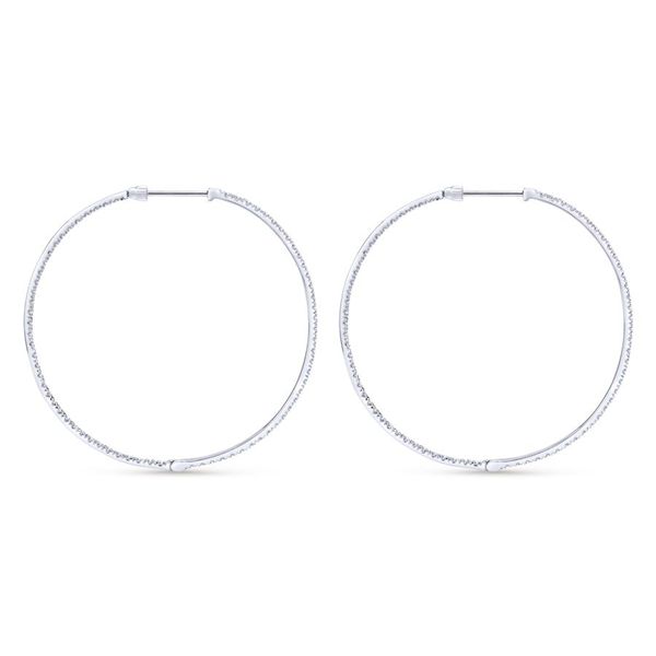 Estate 14K White Gold Tiger Claw Set Inside Out Diamond Hoop Earrings Image 2 Koerbers Fine Jewelry Inc New Albany, IN