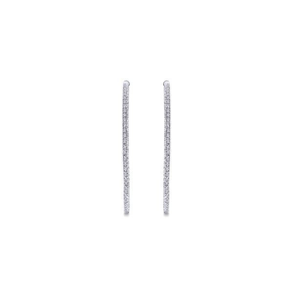 Estate 14K White Gold Tiger Claw Set Inside Out Diamond Hoop Earrings Image 3 Koerbers Fine Jewelry Inc New Albany, IN