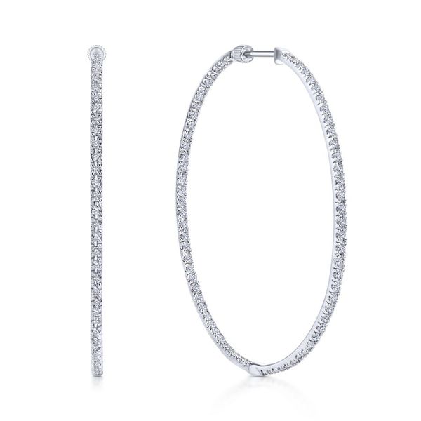 Estate 14K White Gold Tiger Claw Set Inside Out Diamond Hoop Earrings Koerbers Fine Jewelry Inc New Albany, IN