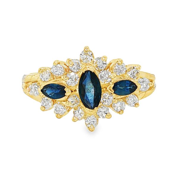 Estate 14K Yellow Gold Sapphire and Diamond Fashion Ring Koerbers Fine Jewelry Inc New Albany, IN