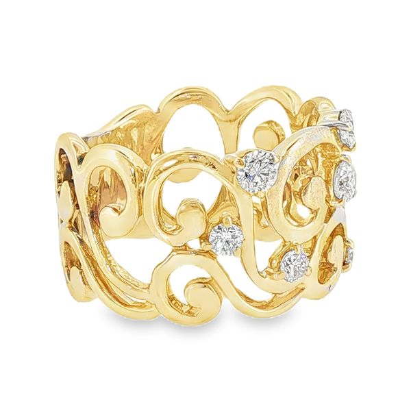 Estate 14K Yellow Gold Diamond Wide Band Fashion Ring Image 2 Koerbers Fine Jewelry Inc New Albany, IN