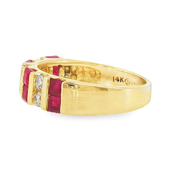 Estate 14K Yellow Gold Diamond and Ruby Fashion Ring Image 2 Koerbers Fine Jewelry Inc New Albany, IN