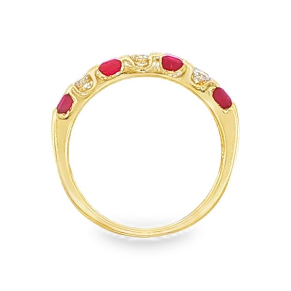 Estate 14K Yellow Gold Diamond and Ruby Fashion Ring Image 4 Koerbers Fine Jewelry Inc New Albany, IN
