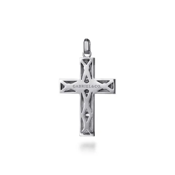 Sterling Silver Rectangular Station Cross Pendant Image 2 Koerbers Fine Jewelry Inc New Albany, IN
