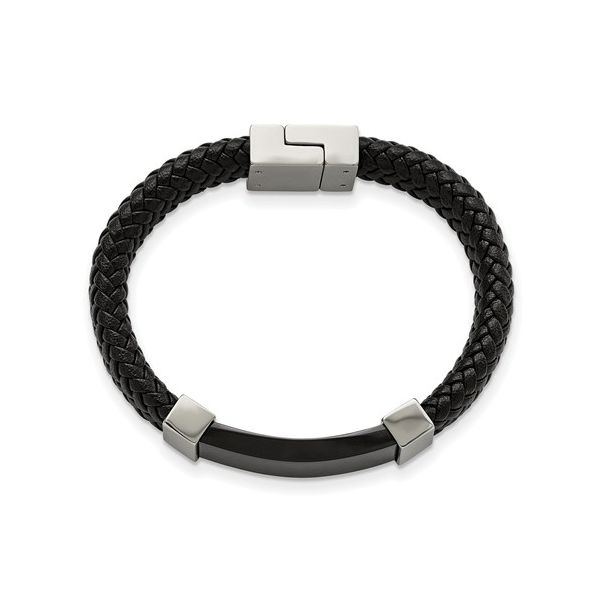 Stainless Steel Polished Black IP-Plated With Black Leather Bracelet Image 2 Koerbers Fine Jewelry Inc New Albany, IN