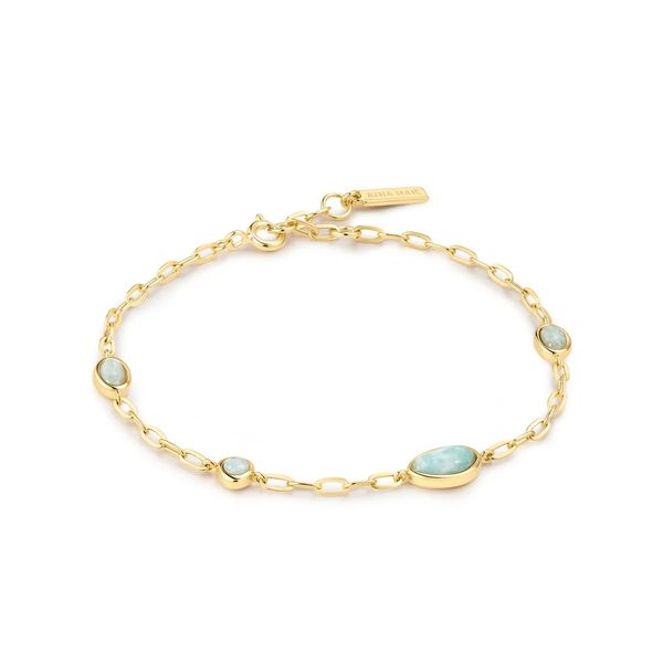 Gold Bezel Amazonite Organic Dome Pebble Station Bracelet Koerbers Fine Jewelry Inc New Albany, IN