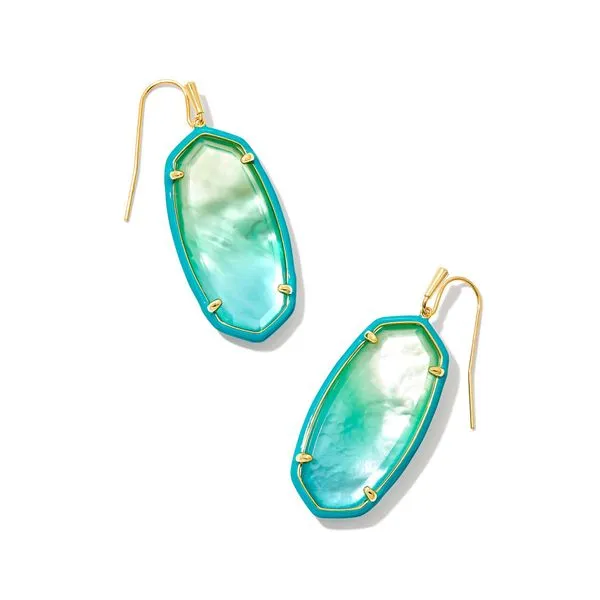 Elle Enamel Frame Drop Earrings Gold Sea Green Chrysocolla Koerbers Fine Jewelry Inc New Albany, IN